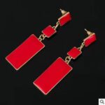 Red rectangle earrings